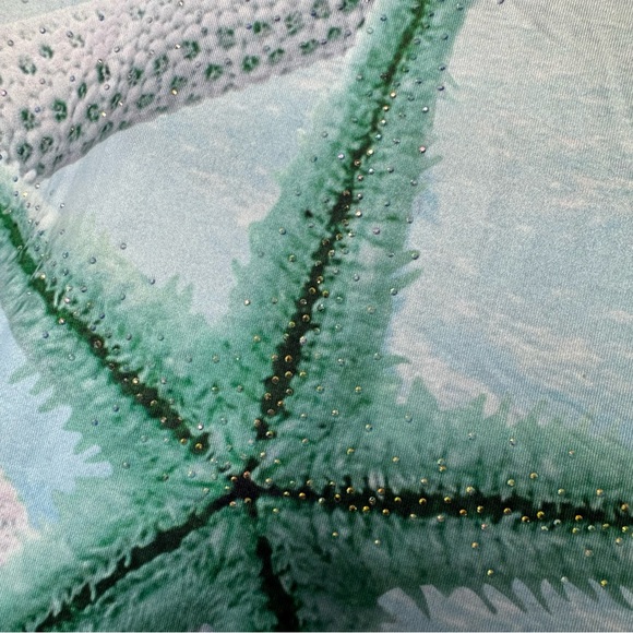 Model France beach scene tshirt starfish ocean bling diamond details sparkly y2k - Picture 3 of 15